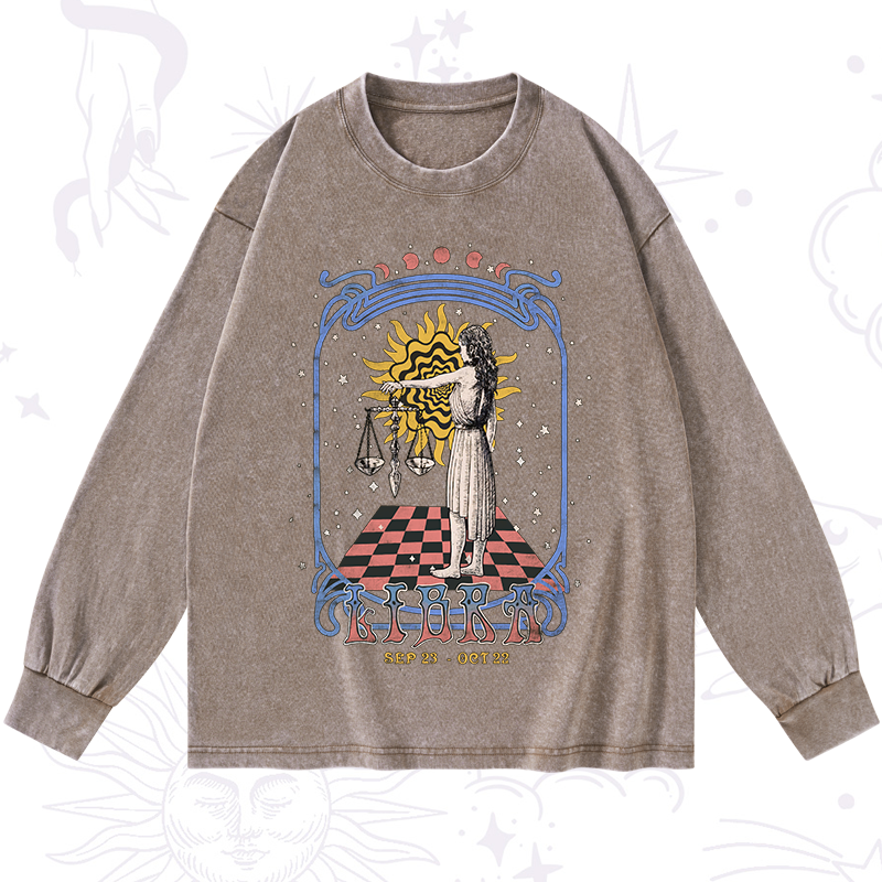 Libra Crew Zodiac Washed Long Sleeve Shirt