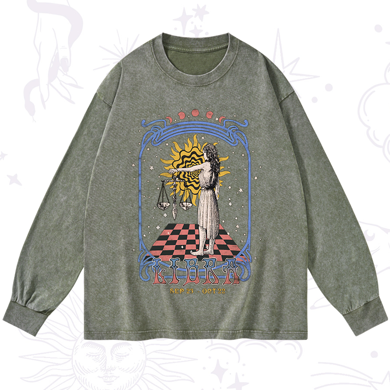 Libra Crew Zodiac Washed Long Sleeve Shirt