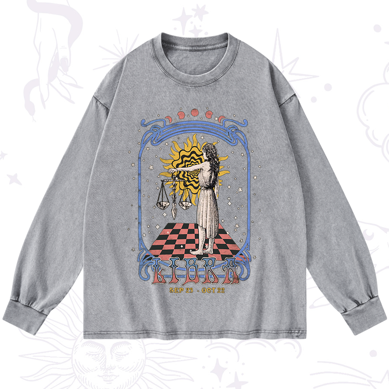 Libra Crew Zodiac Washed Long Sleeve Shirt