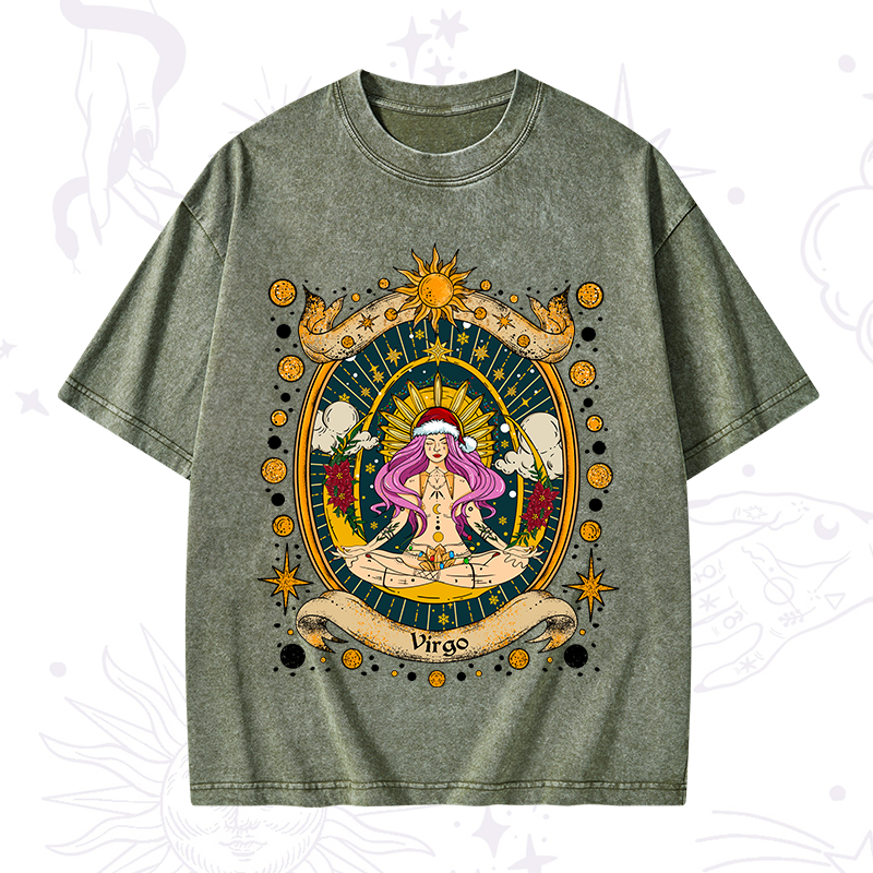 Christmas Virgo Radiance Zodiac Washed T-Shirt