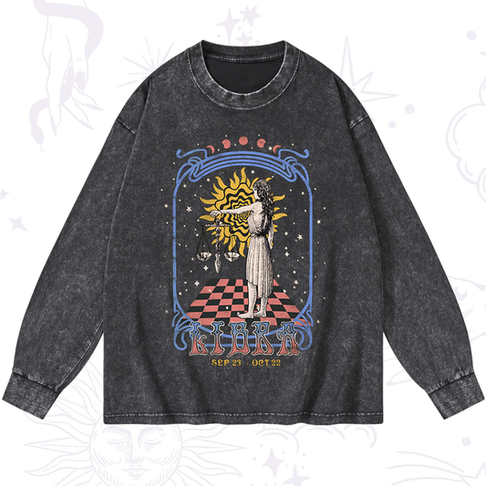 Libra Crew Zodiac Washed Long Sleeve Shirt