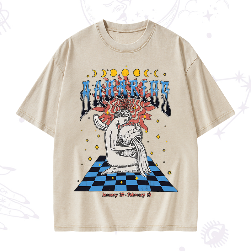 Aquarius Crew Zodiac Washed T-Shirt