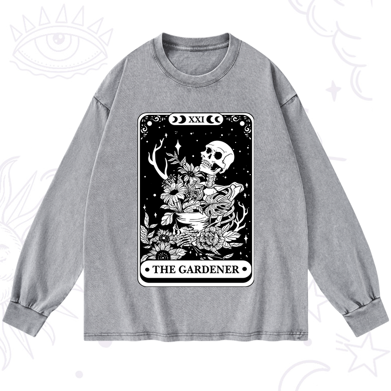 The Gardener Tarot Card Washed Long Sleeve Shirt