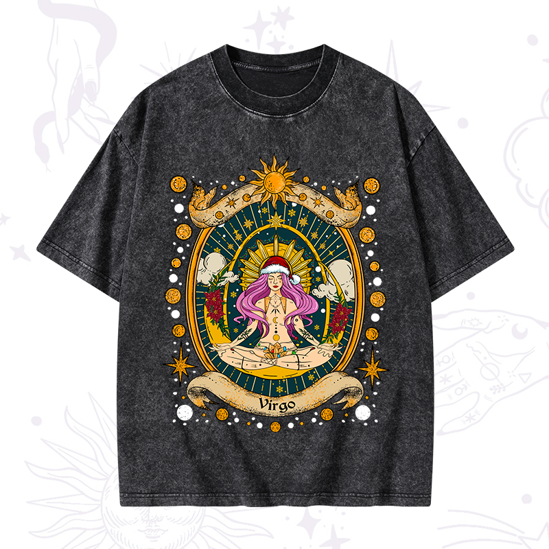 Christmas Virgo Radiance Zodiac Washed T-Shirt