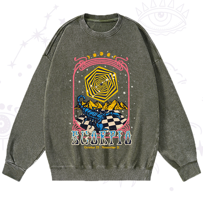 Scorpio Crew Zodiac Washed Sweatshirt