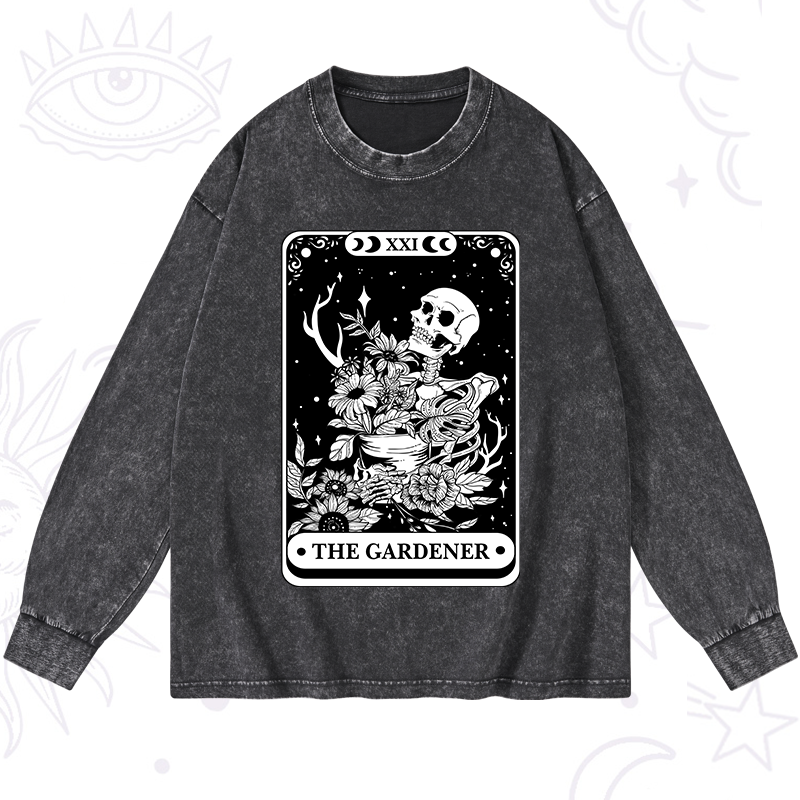 The Gardener Tarot Card Washed Long Sleeve Shirt