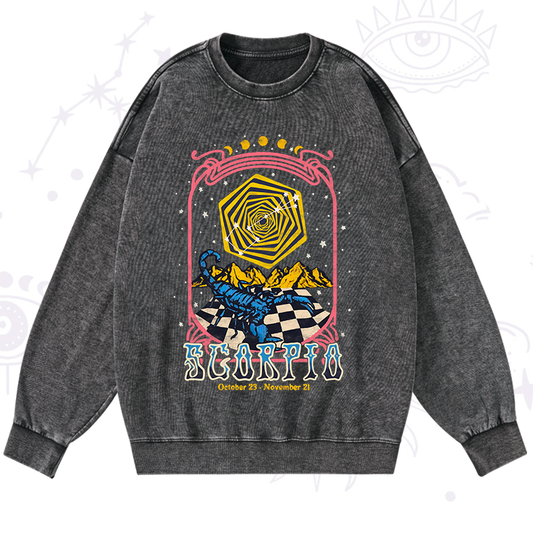 Scorpio Crew Zodiac Washed Sweatshirt