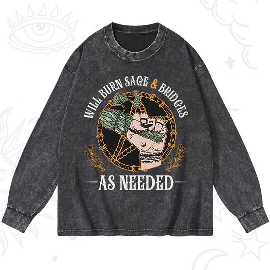 Will Burn Sage And Bridges Washed Long Sleeve Shirt