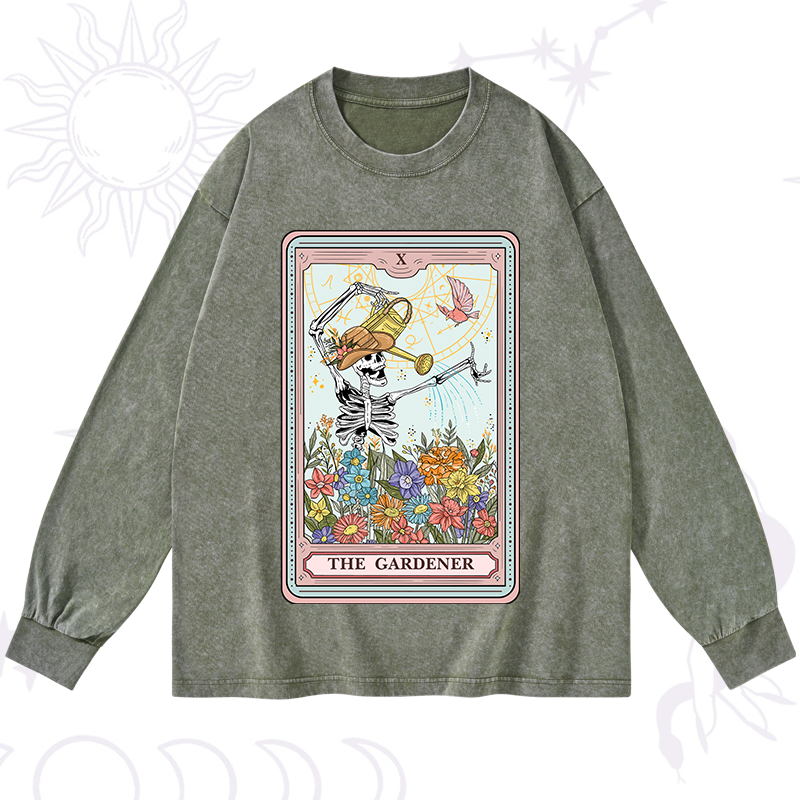 The Gardener Tarot Washed Long Sleeve Shirt