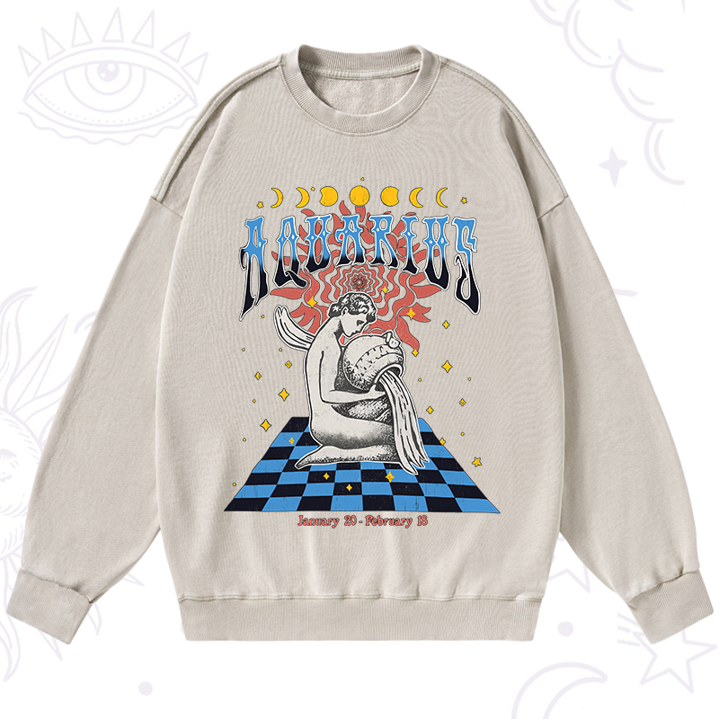 Aquarius Crew Zodiac Washed Sweatshirt