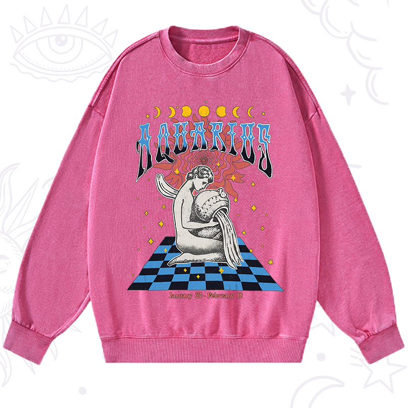 Aquarius Crew Zodiac Washed Sweatshirt