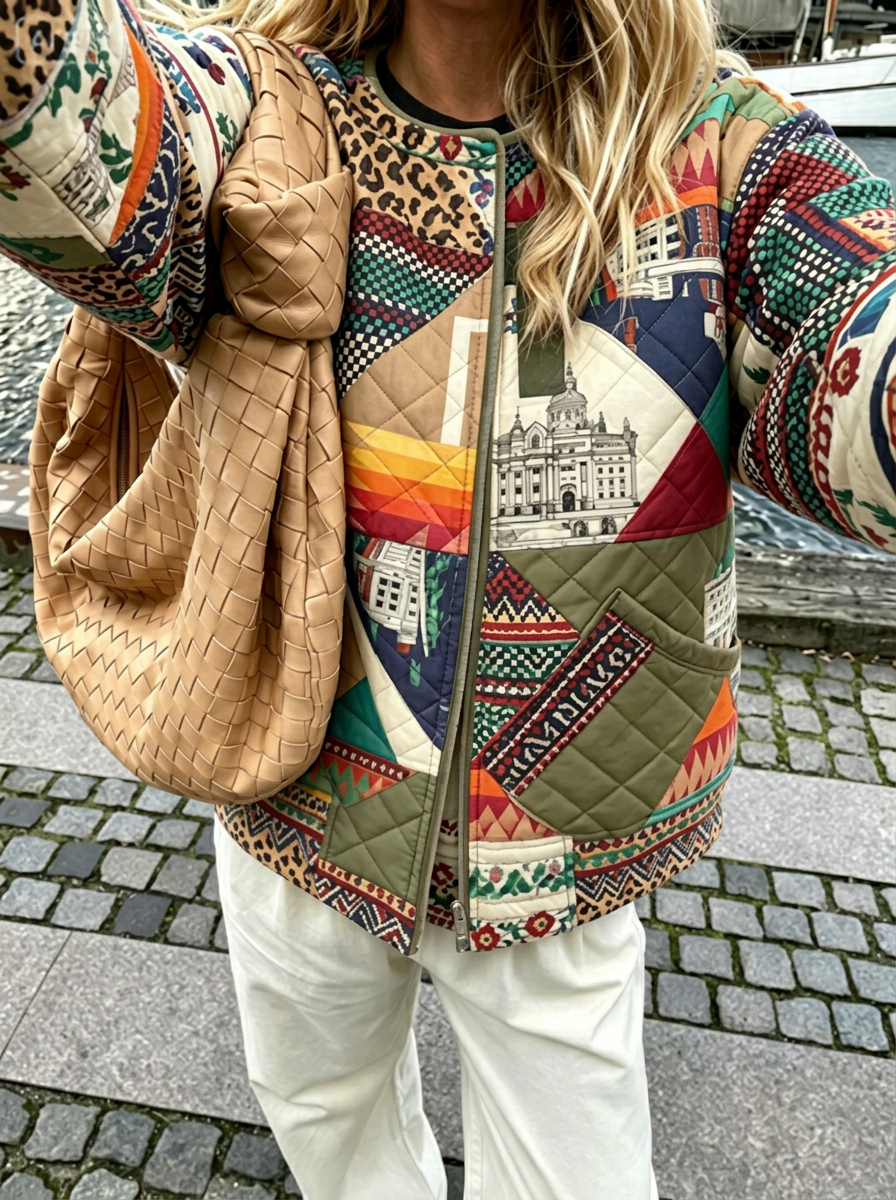 Cityscape Patchwork Quilted Jacket