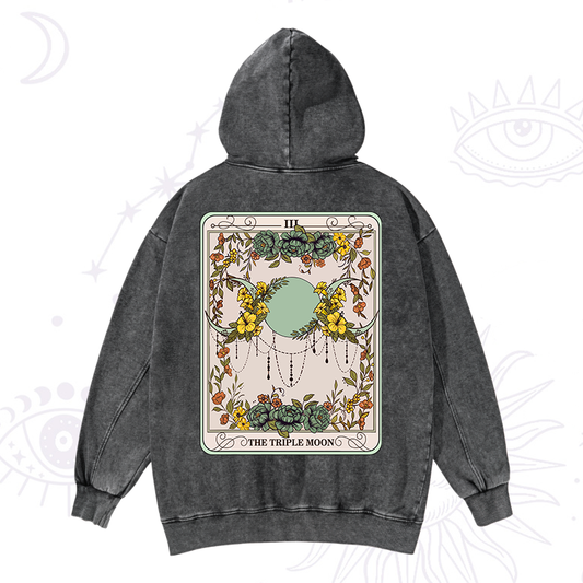 The Triple Moon Tarot Washed Hoodie