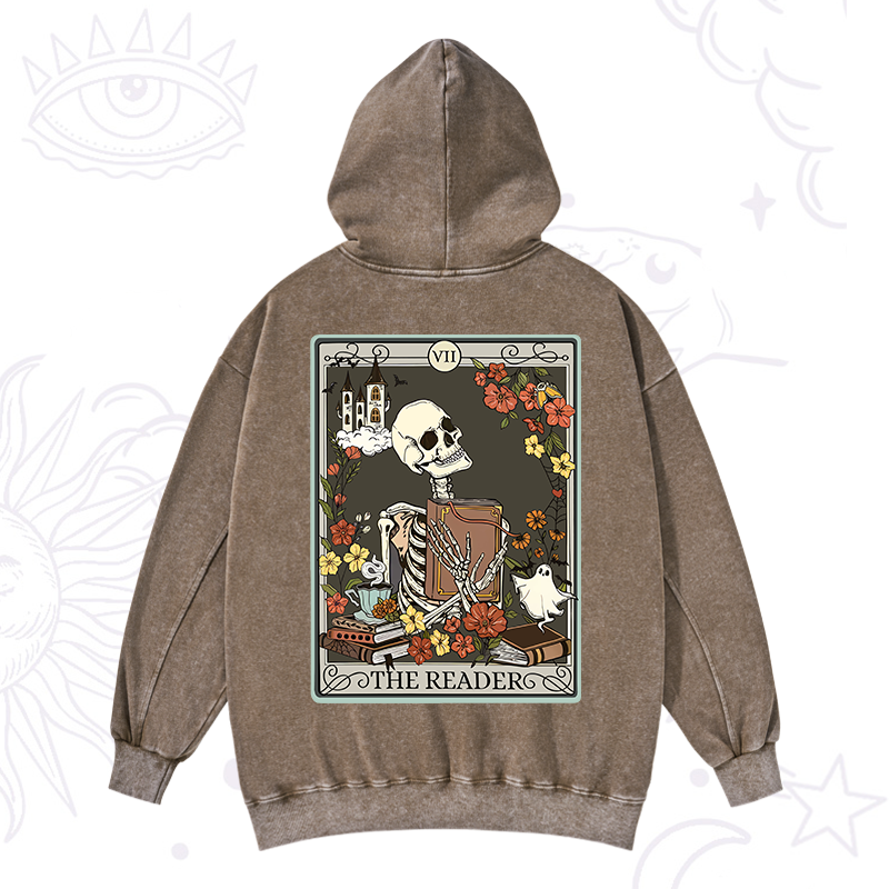 The Reader Tarot Card Washed Hoodie