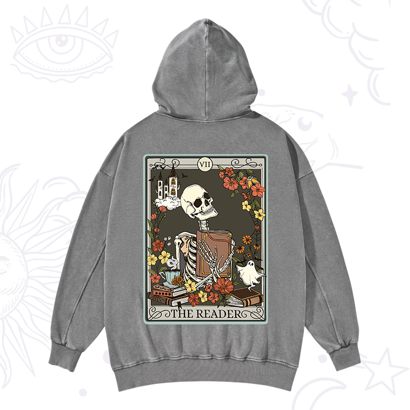 The Reader Tarot Card Washed Hoodie