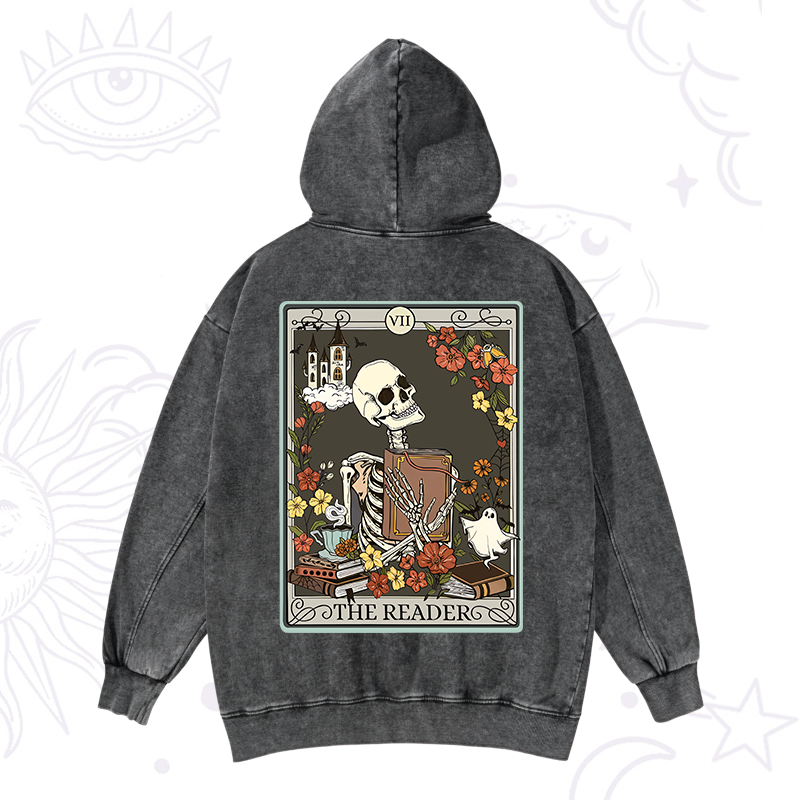 The Reader Tarot Card Washed Hoodie