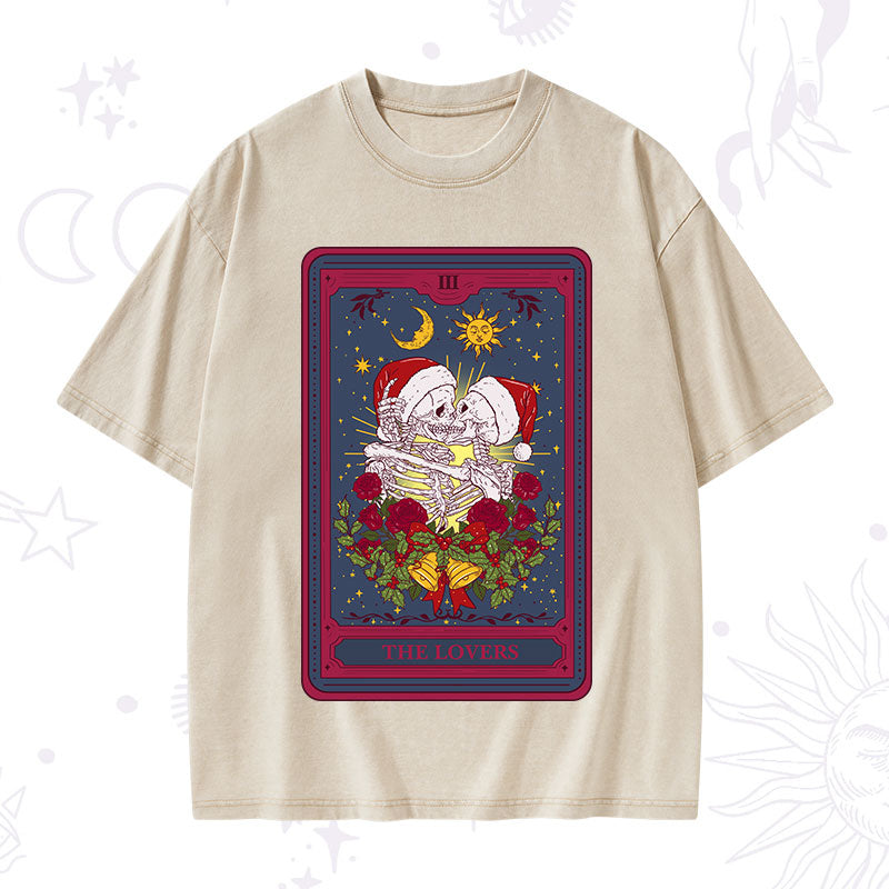 Christmas The Lovers Tarot Washed T-Shirt