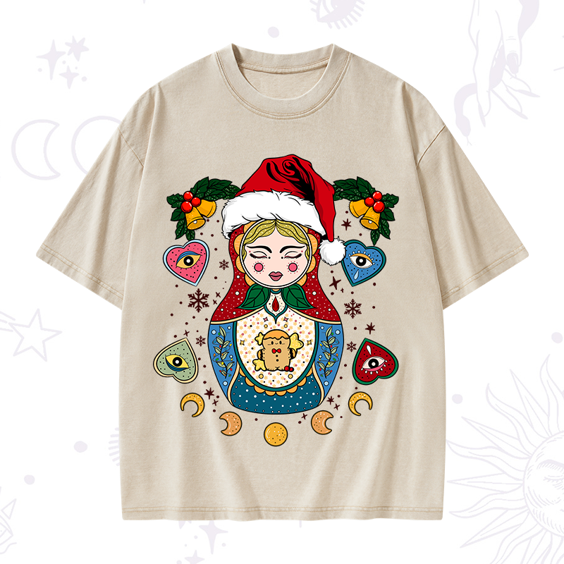 Christmas Nesting Doll Washed T-Shirt