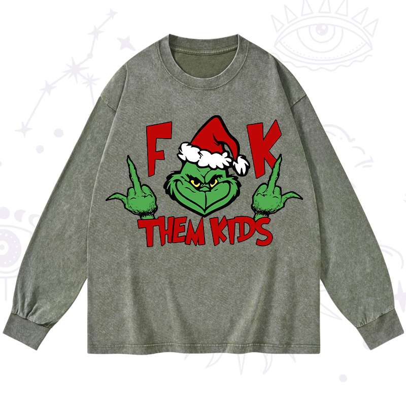 Feeling Extra Grinchy Today Christmas Washed Long Sleeve Shirt