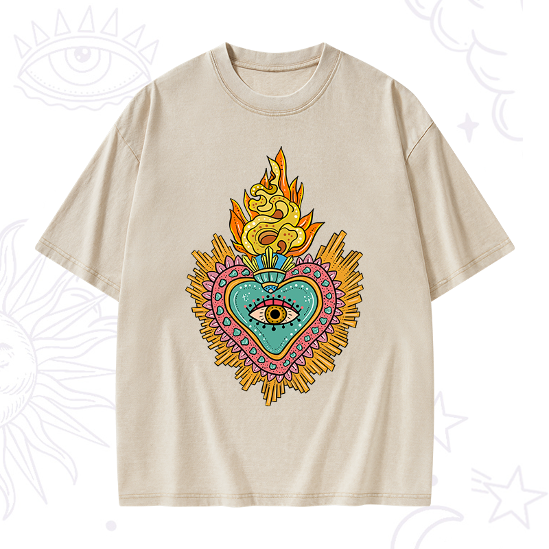 Rainbow Sacred Heart Washed T-Shirt