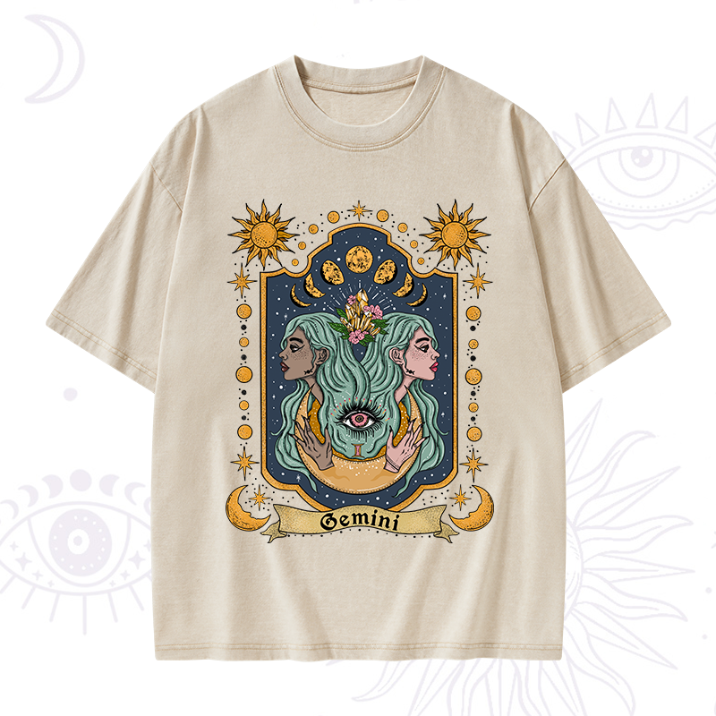 Gemini Zodiac Washed T-Shirt