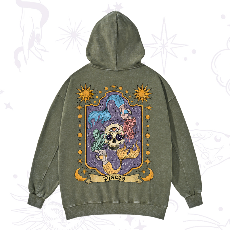 Pisces Zodiac Washed Hoodie