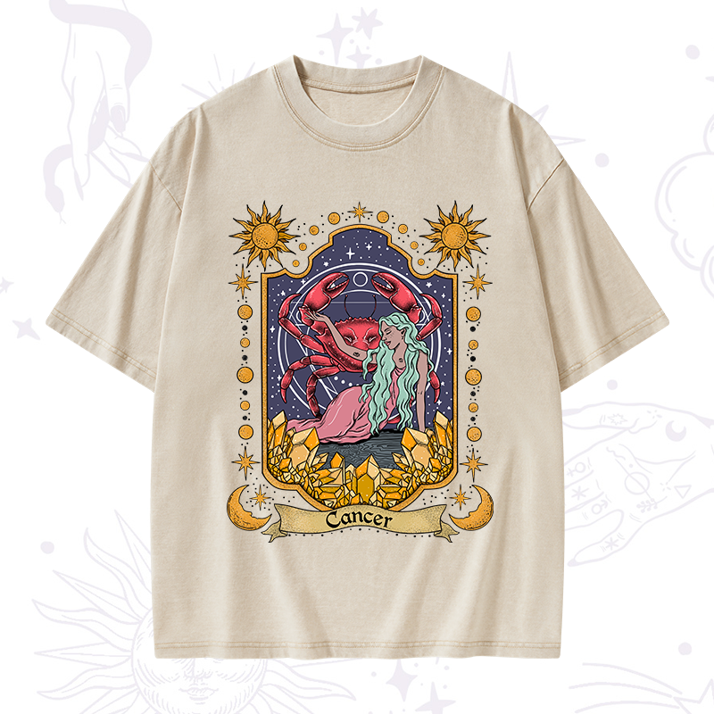 Cancer Zodiac Washed T-Shirt