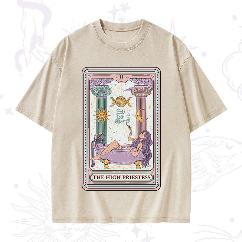 The High Priestess Tarot Washed T-Shirt