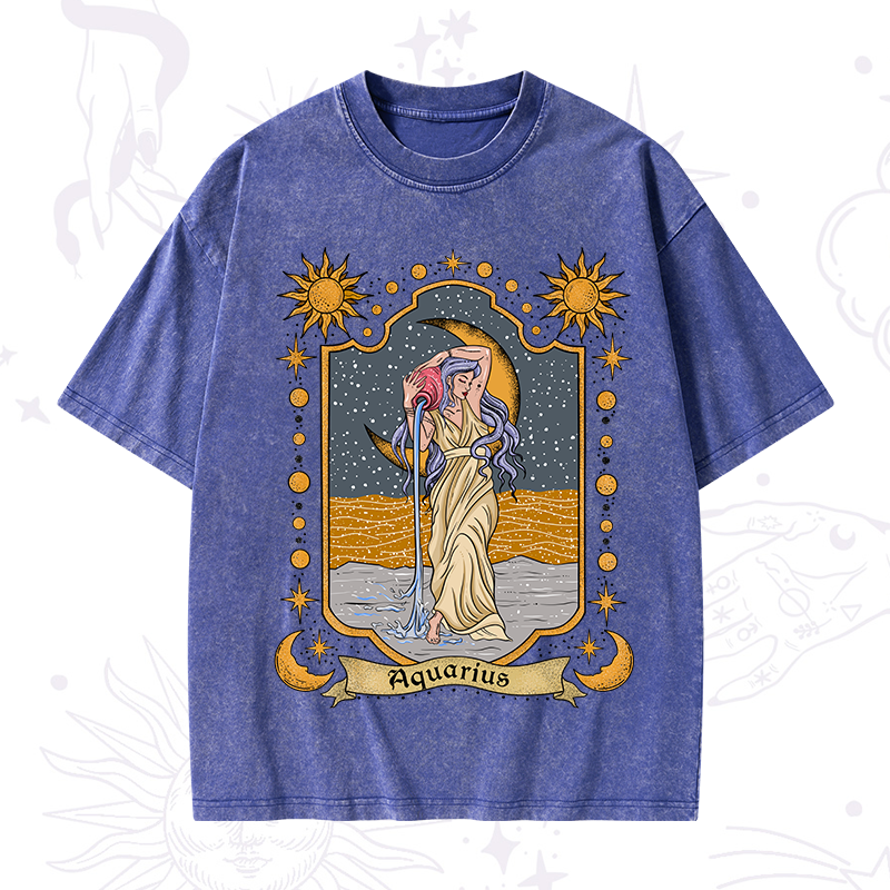 Aquarius Zodiac Washed T-Shirt