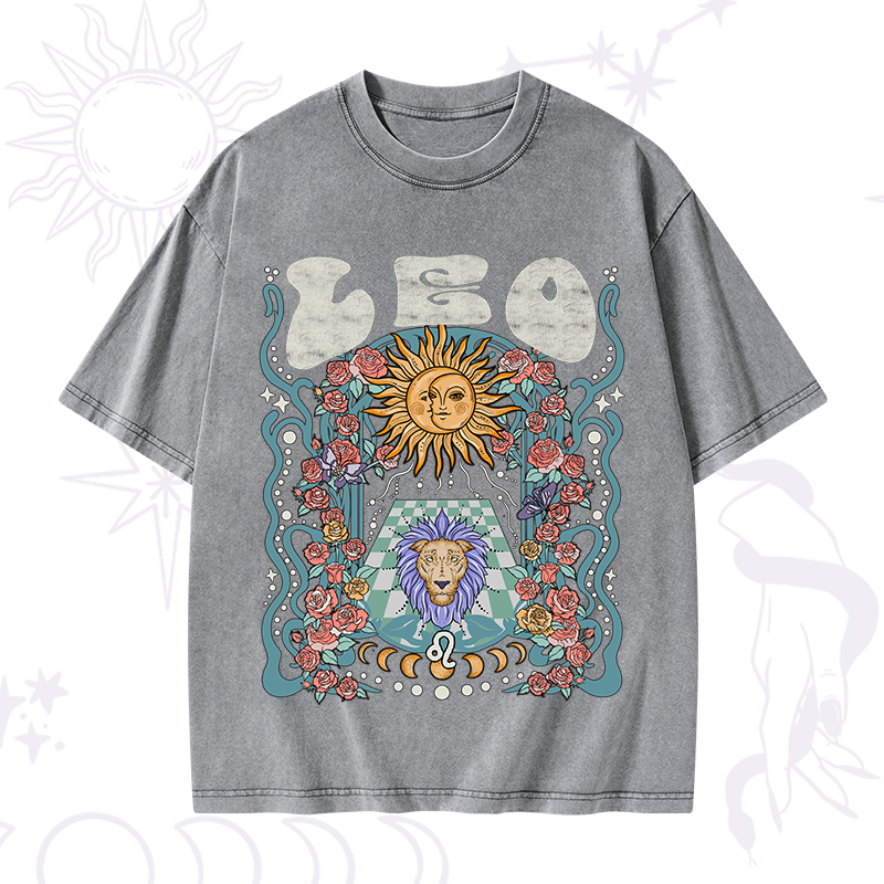 Leo Spirit Zodiac Washed T-Shirt