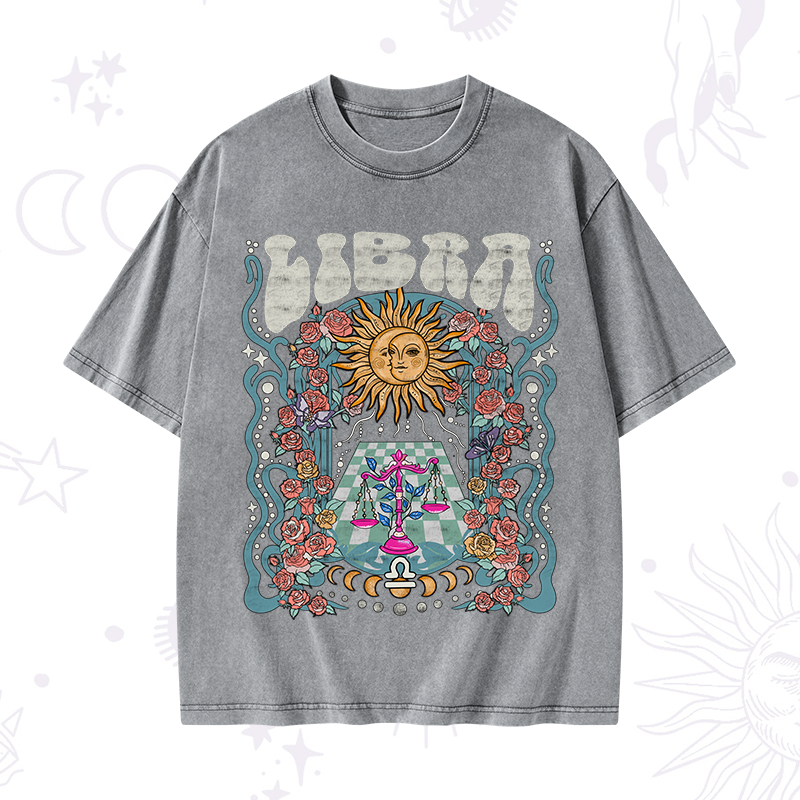 Libra Spirit Zodiac Washed T-Shirt