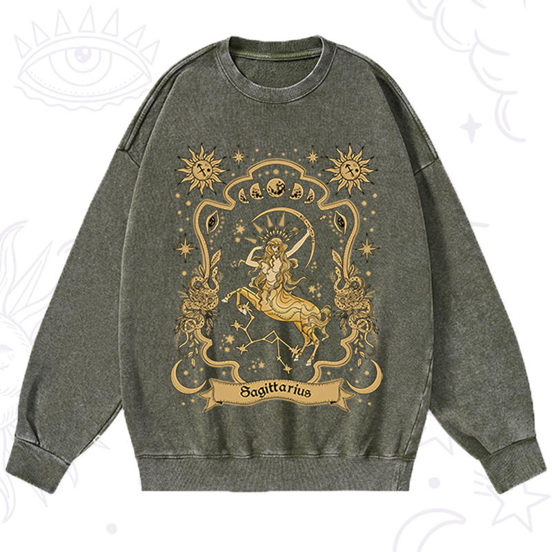 Sagittarius' Astral Mirage Zodiac Washed Sweatshirt