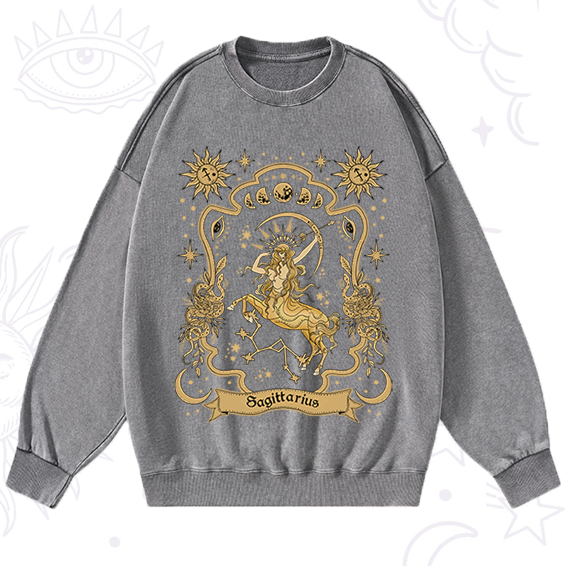 Sagittarius' Astral Mirage Zodiac Washed Sweatshirt