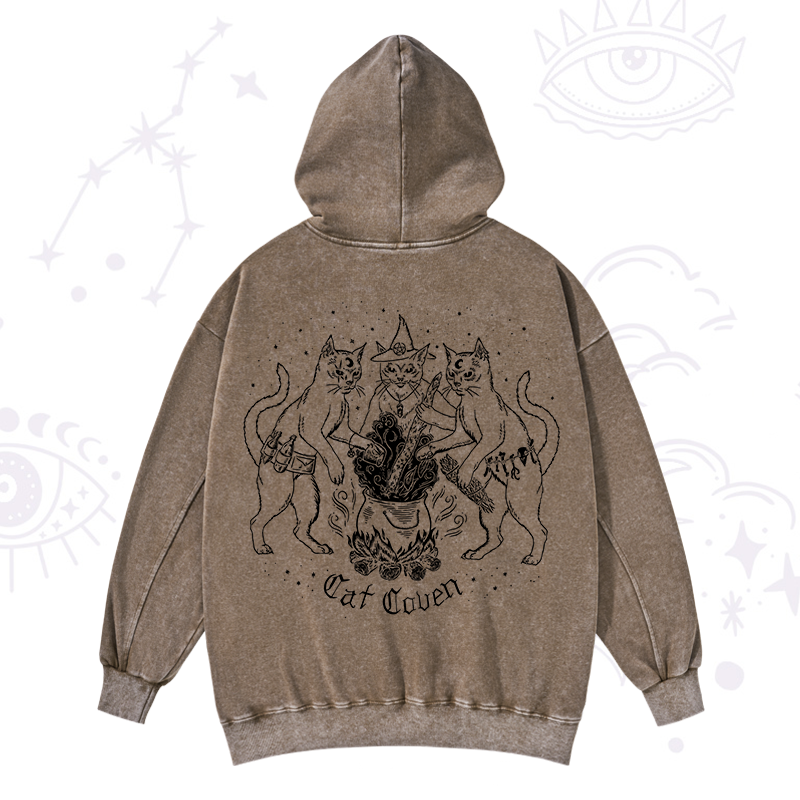 Cat Coven Washed Hoodie