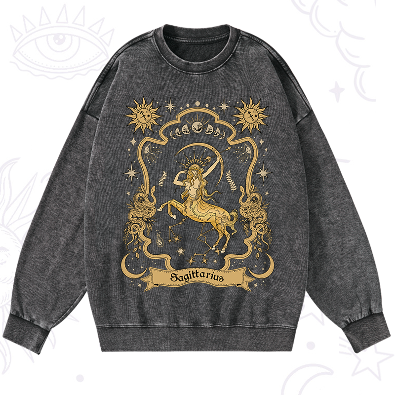 Sagittarius' Astral Mirage Zodiac Washed Sweatshirt