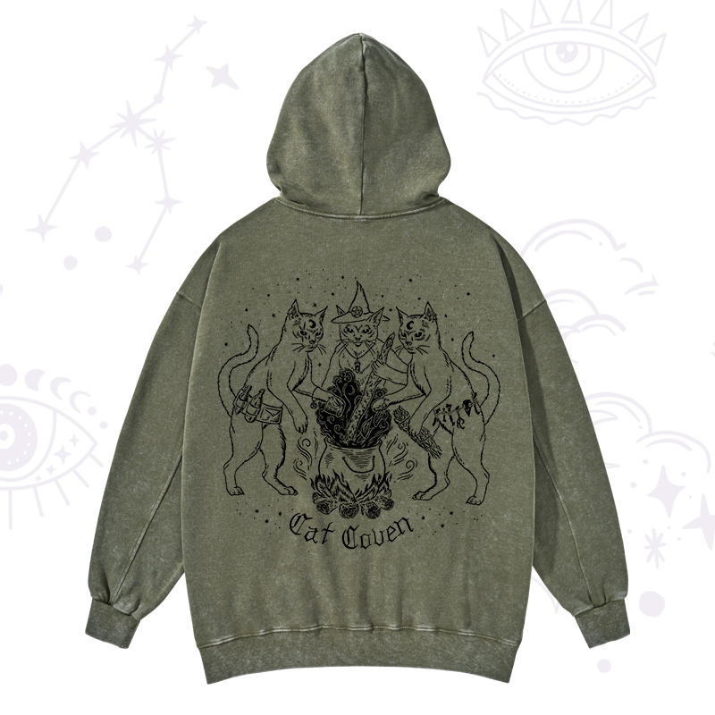 Cat Coven Washed Hoodie