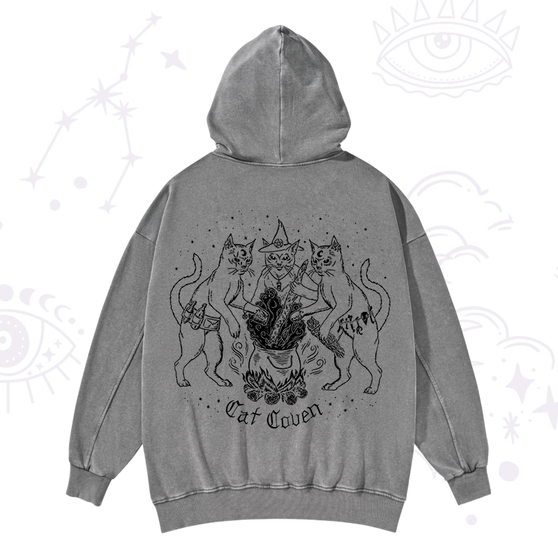 Cat Coven Washed Hoodie