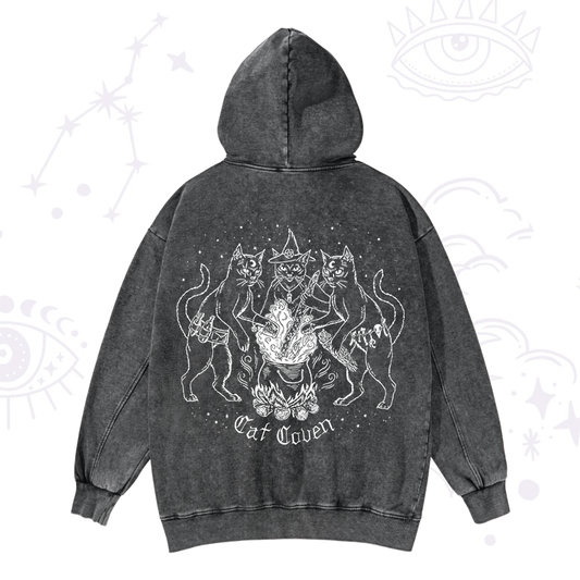 Cat Coven Washed Hoodie