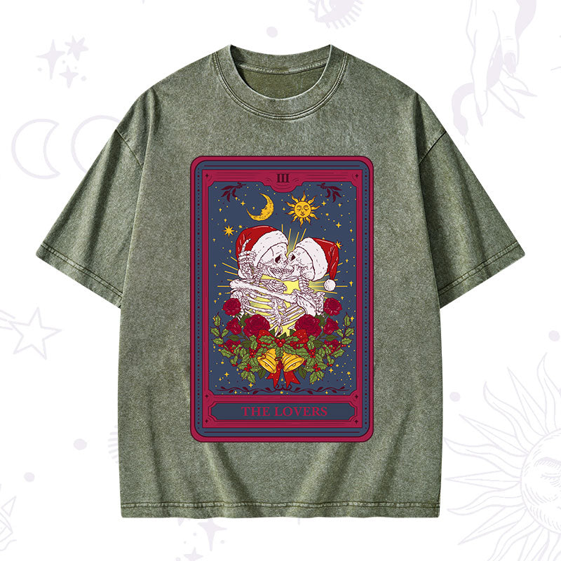 Christmas The Lovers Tarot Washed T-Shirt