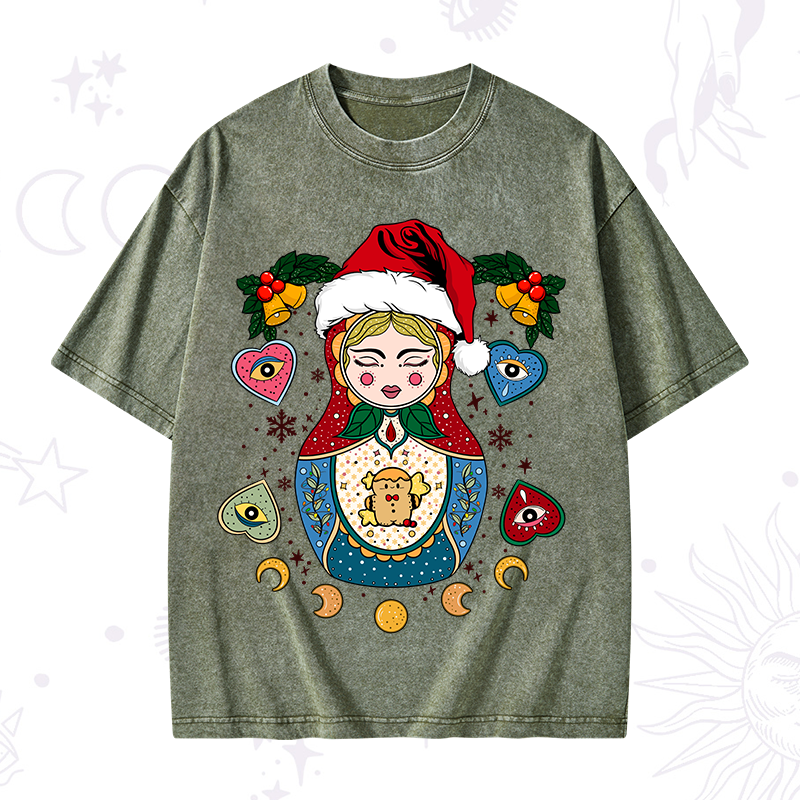 Christmas Nesting Doll Washed T-Shirt