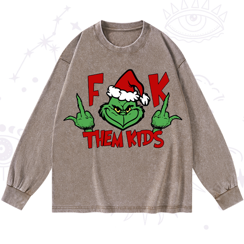 Feeling Extra Grinchy Today Christmas Washed Long Sleeve Shirt