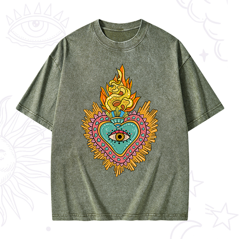 Rainbow Sacred Heart Washed T-Shirt