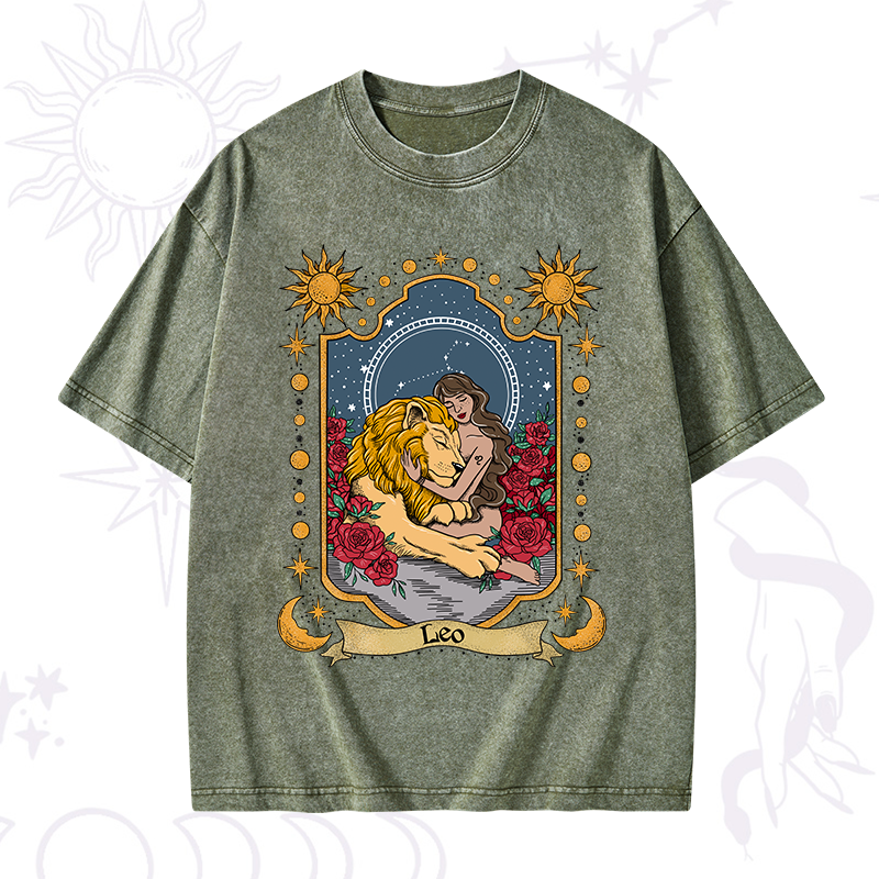 Leo Zodiac Washed T-Shirt