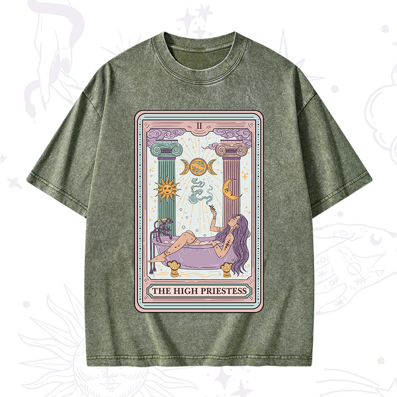 The High Priestess Tarot Washed T-Shirt