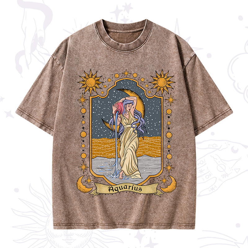 Aquarius Zodiac Washed T-Shirt