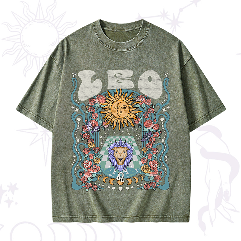 Leo Spirit Zodiac Washed T-Shirt