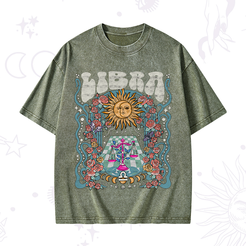 Libra Spirit Zodiac Washed T-Shirt