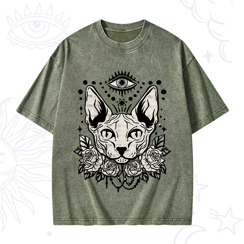 Mystical Cat Washed T-Shirt