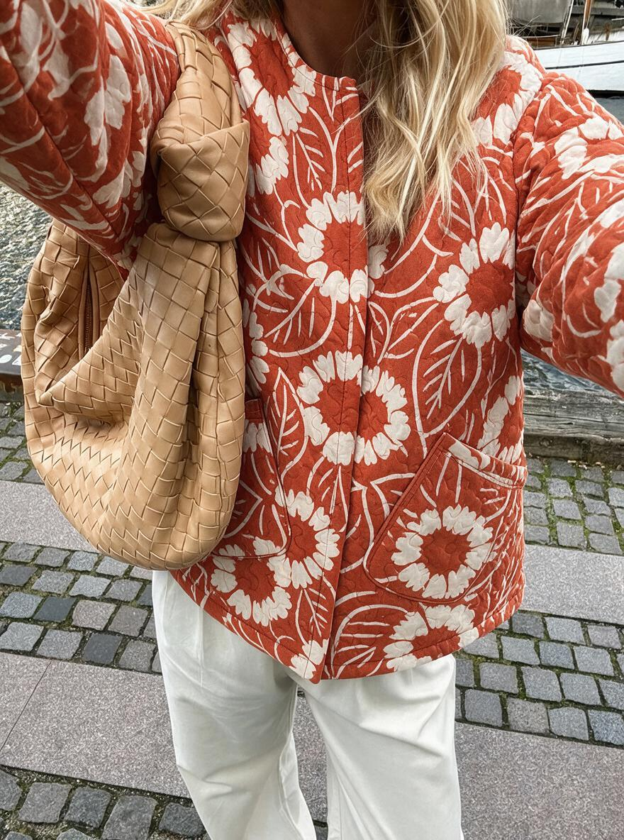 Rust Daisy Floral Quilted Jacket
