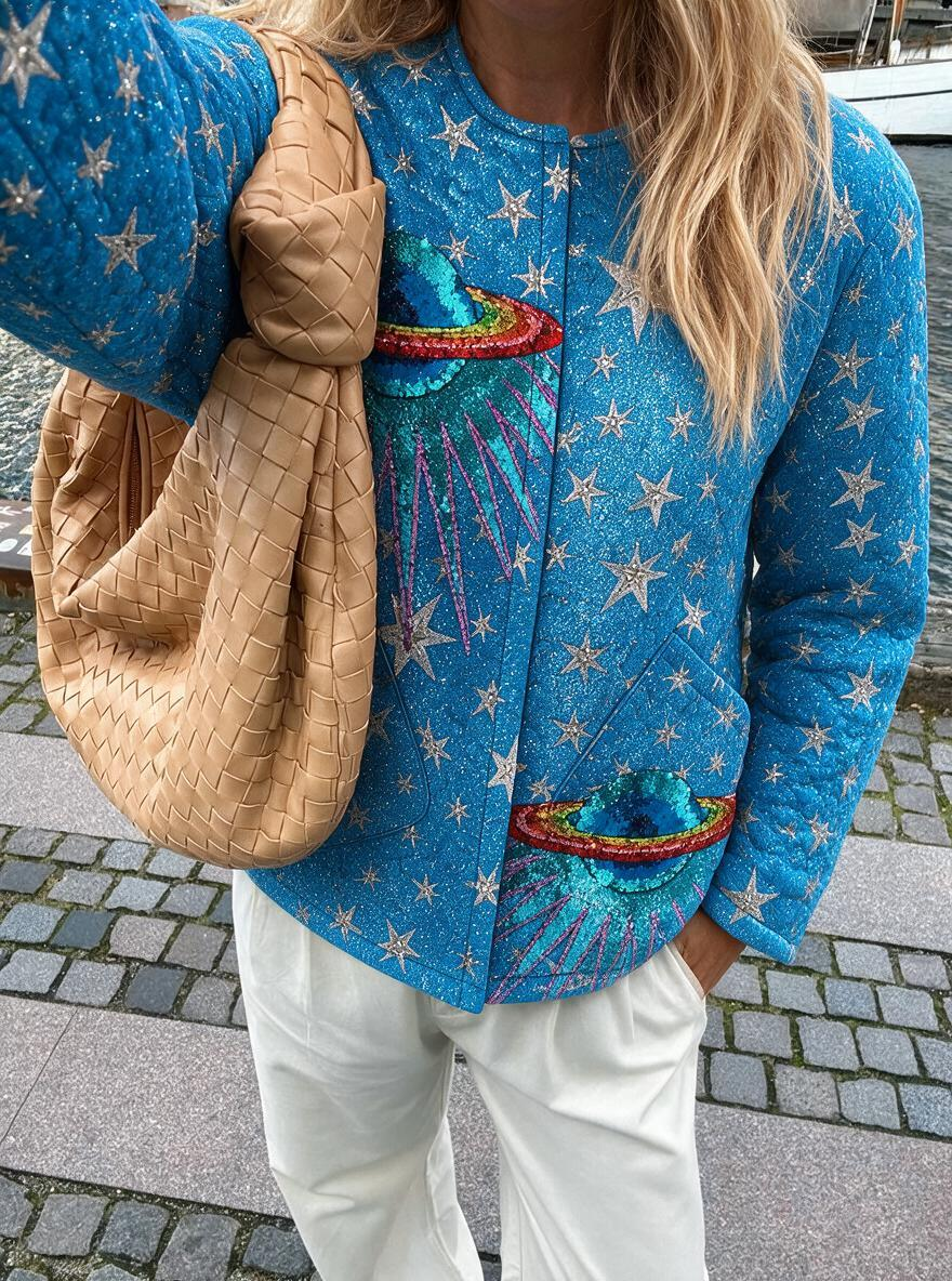 Cosmic Sequin Star Quilted Jacket